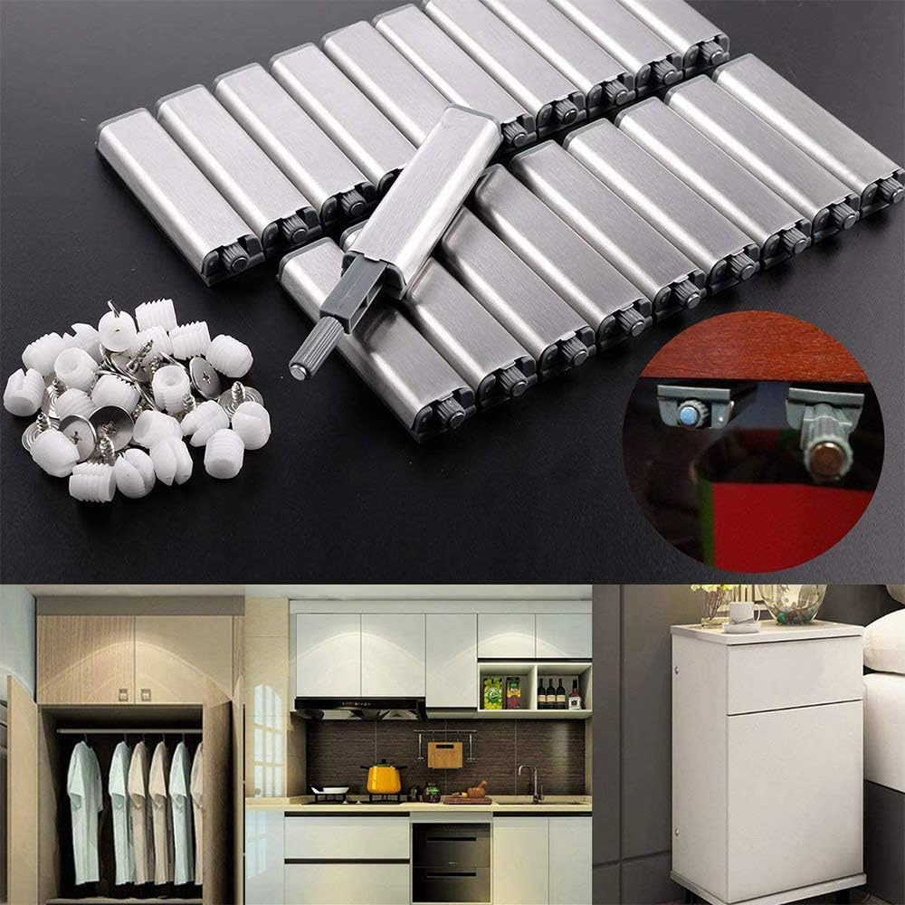 10pcs Push to Open Latches, Push to Open System Buffers for Cabinet Door Drawer Latches with Magnetic Tip for Doors, Cabinets, Drawers - 9