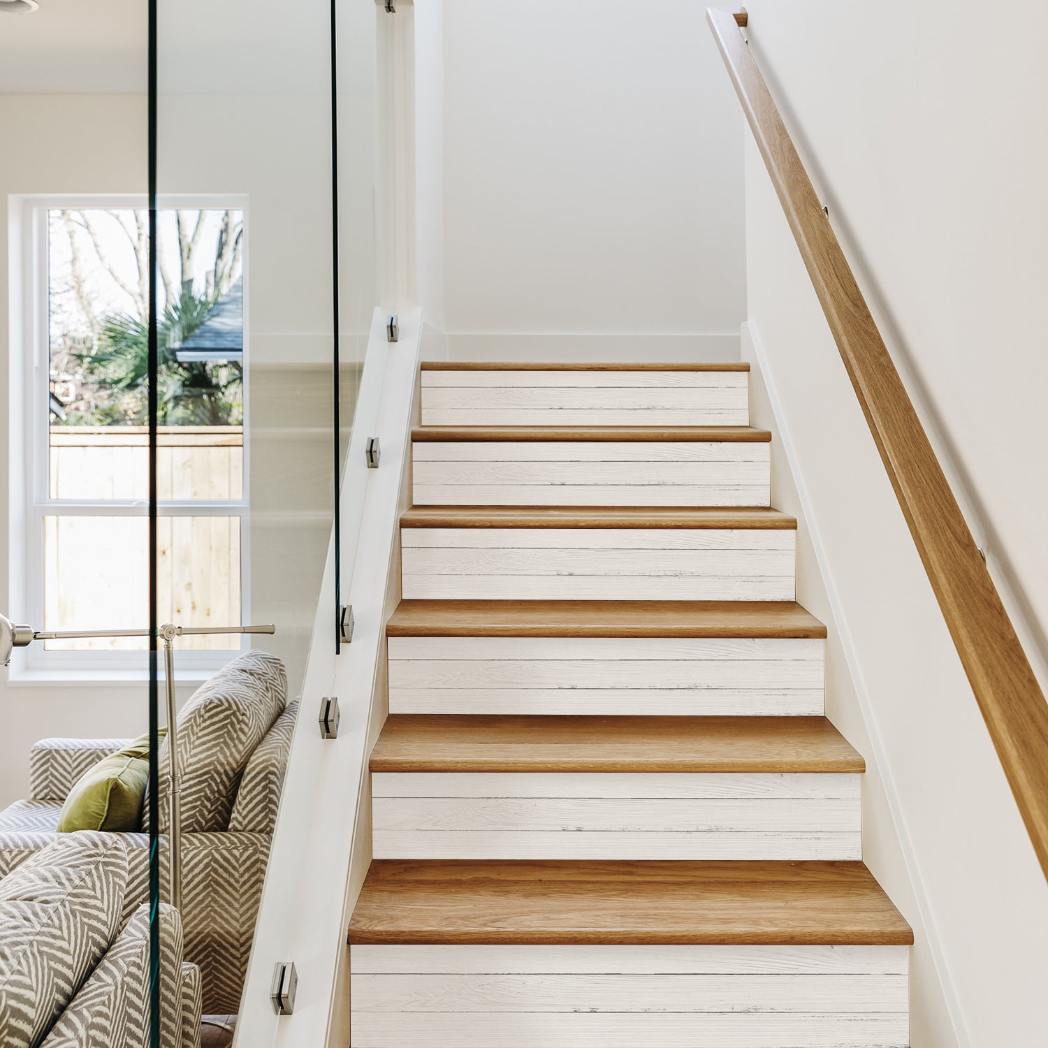 Contremarche Escalier Bois Artificiel Autocollant Stickers Carrelage Imperméable d’escalier Murales Auto-Adheisve 100x18cmx14pcs - 4