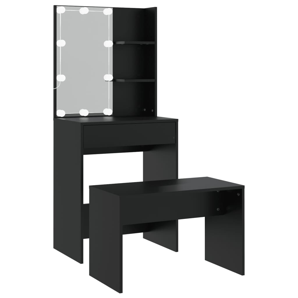 Coiffeuse avec miroir en Bois Noir H. 60 x l. 140 x P. 40 cm | Leroy Merlin