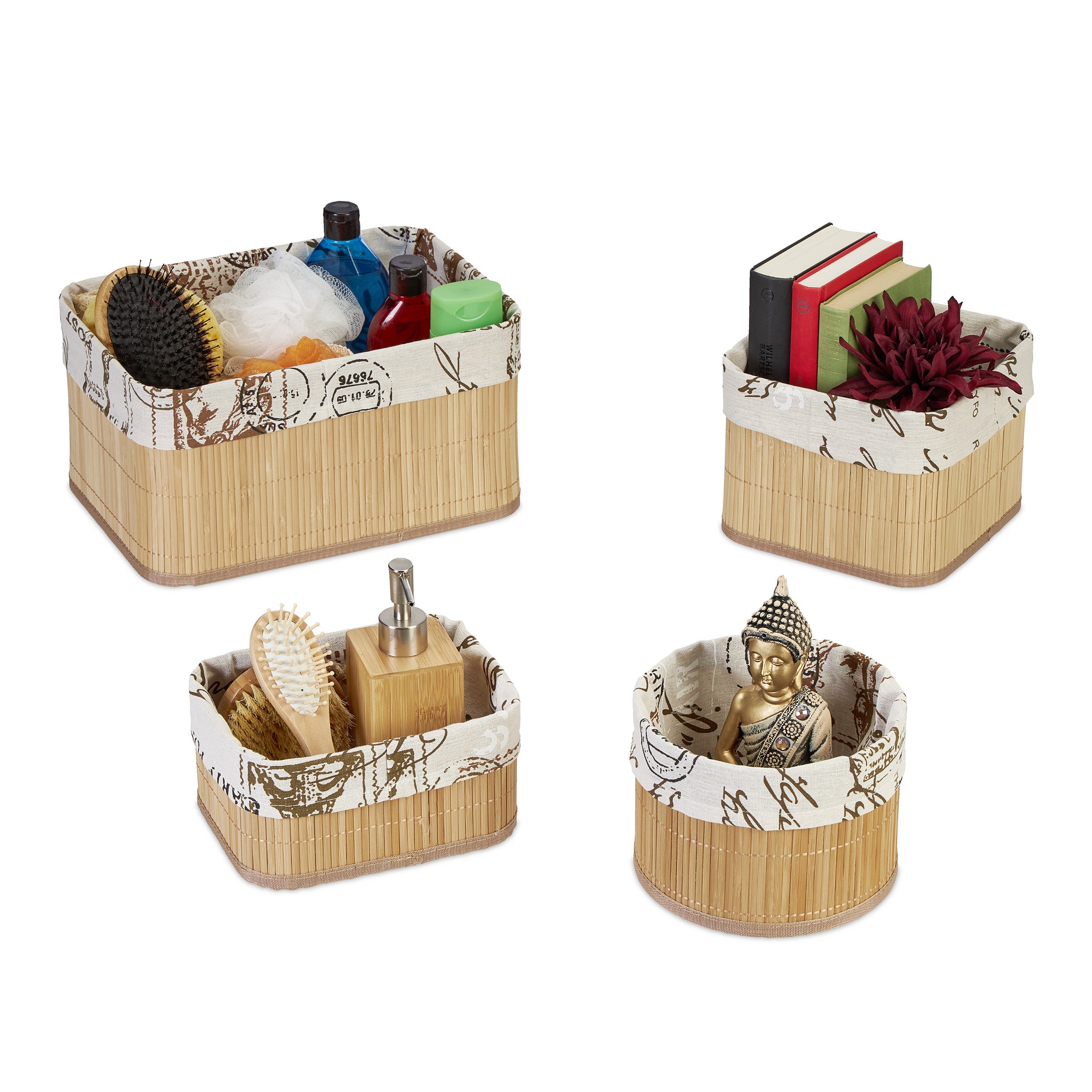Set Di 2 Scaffali Da Bagno In Bambù, 4 E 5 Ripiani, Mobili Salvaspazio Marrone Scuro