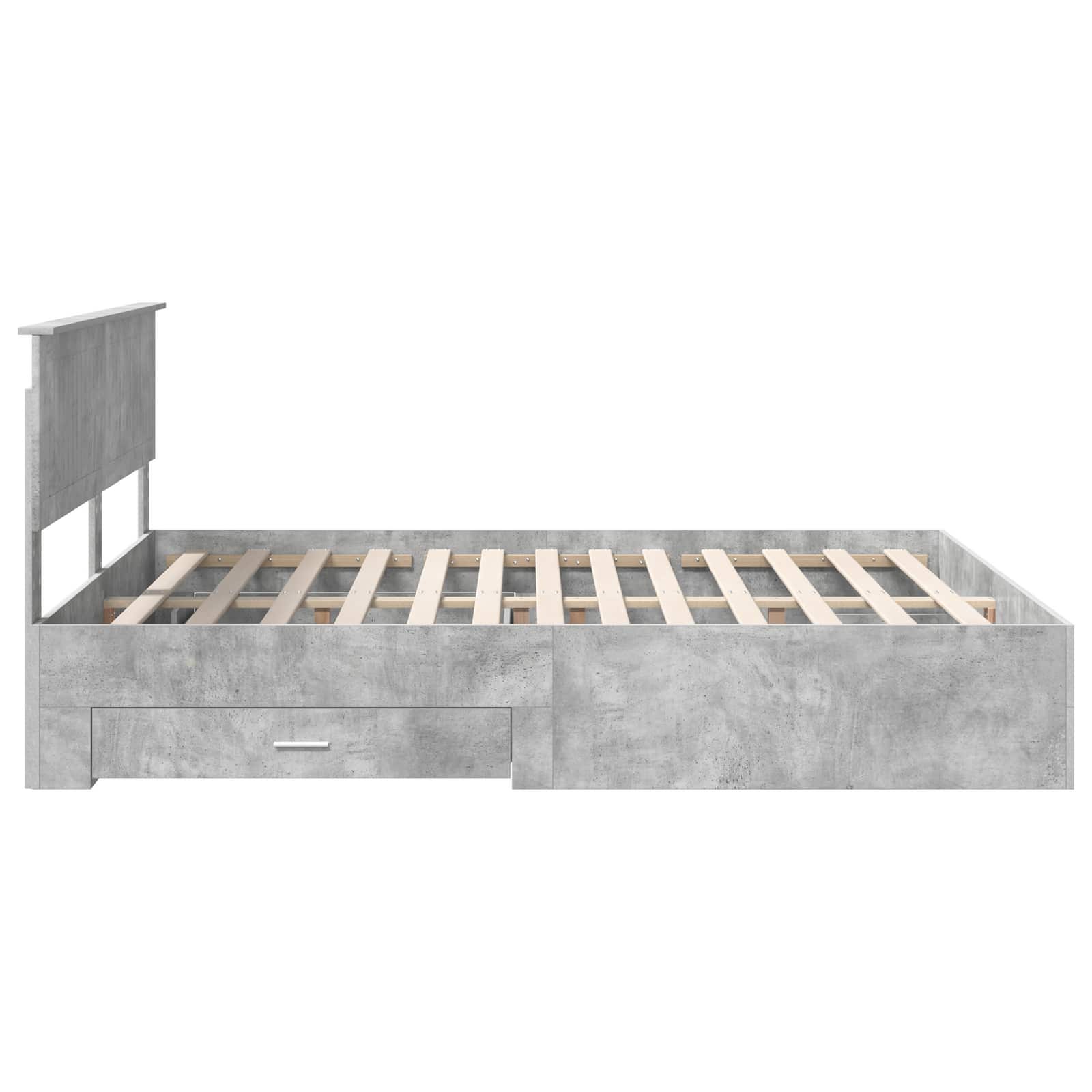 Cadre de lit gris béton 160 x 200 cm panneau de bois - 9