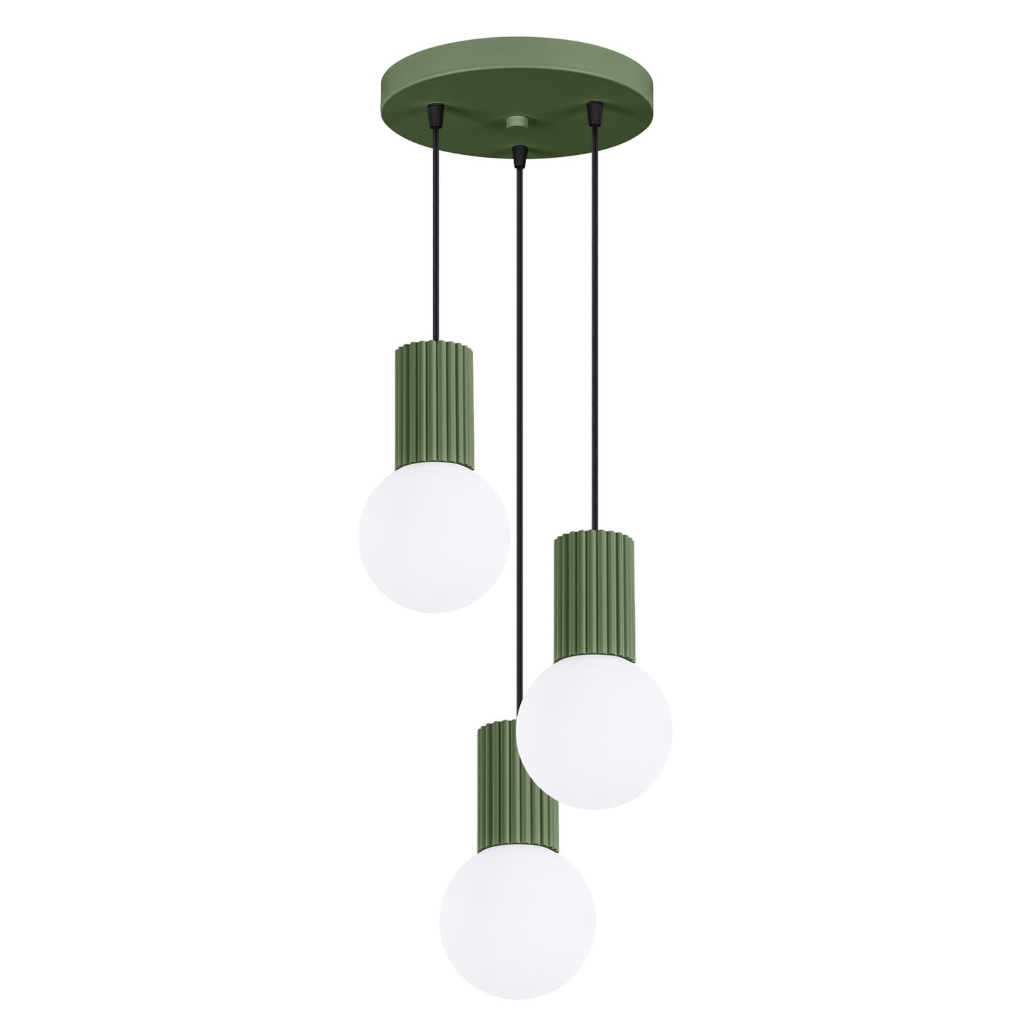Lámpara colgante de comedor de vidrio y aluminio verde oliva b:25 cm, lámpara colgante g9 para mesa de comedor