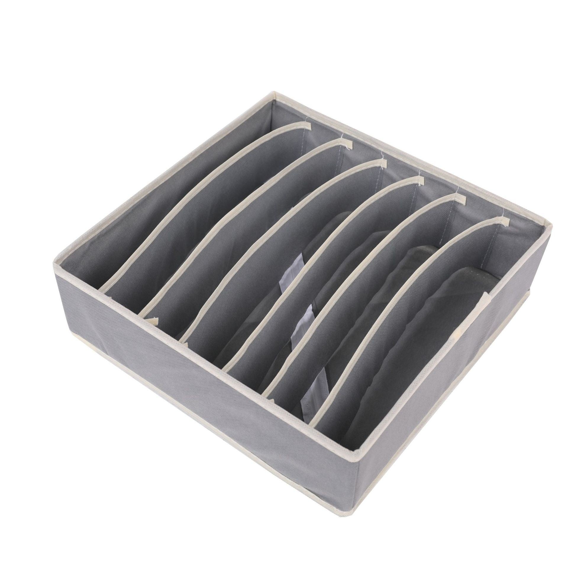 Cutie depozitare Flippy pentru lenjerie, 7 compartimente, 32x32x10 cm, gri