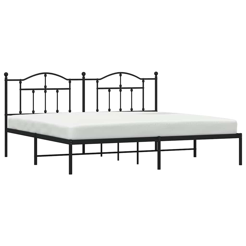 Estructura cama sin colchón con cabecero metal negro 193x203 cm vidaXL - 4