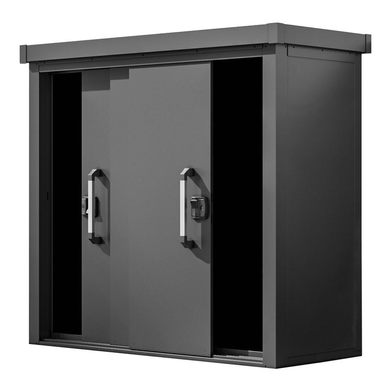 GFP Metalowa szafa ogrodowa 180x78x161 cm Przesuwan drzwi antracyt