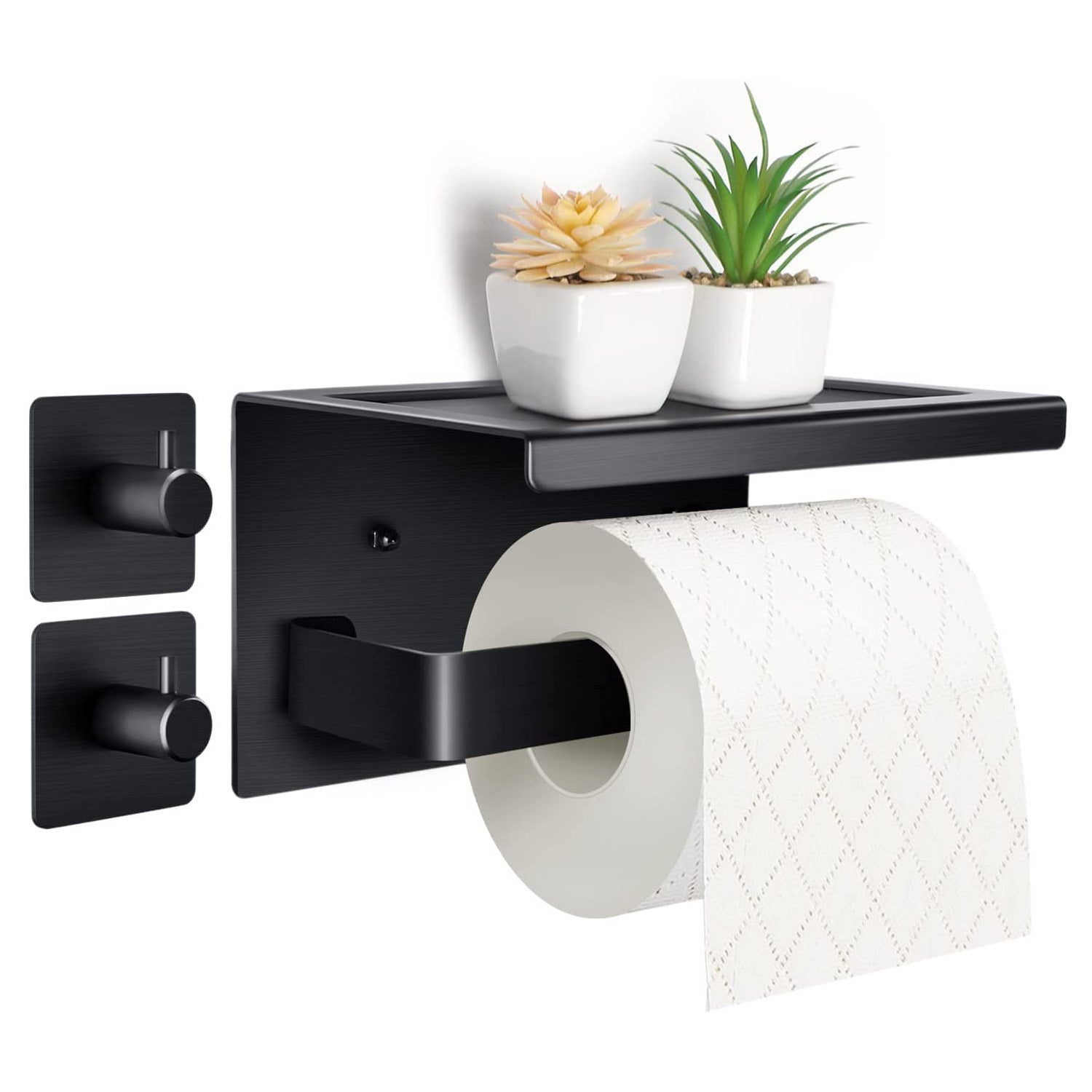 Uchwyt na papier toaletowy w rolce z aluminium (perforowany/nieperforowany) z przestronnymi półkami