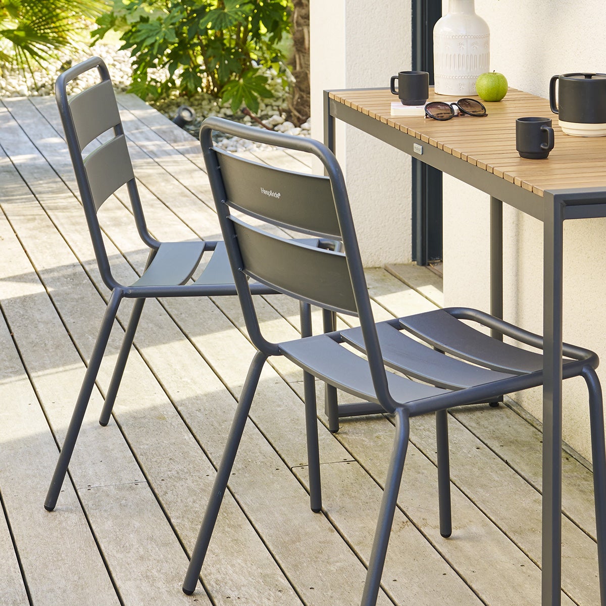 Chaise de jardin empilable Phuket Graphite - Hespéride - 6