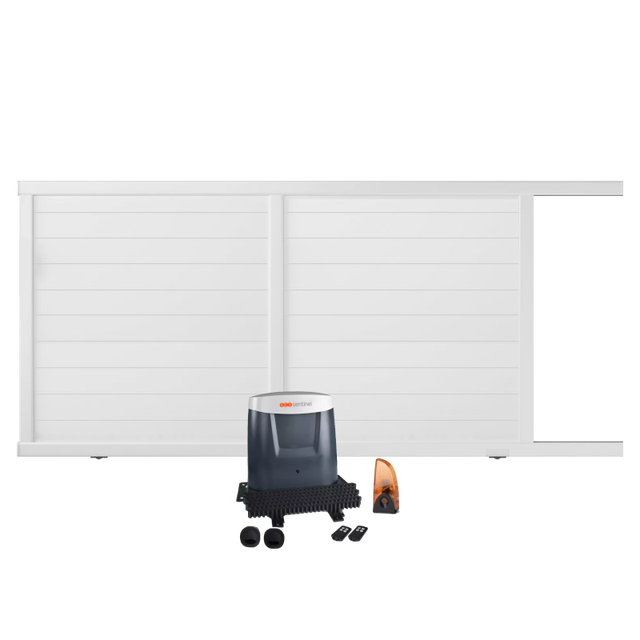 Portail coulissant électrique PVC blanc H 160 x L 400 ARLES - ouverture vers la droite
