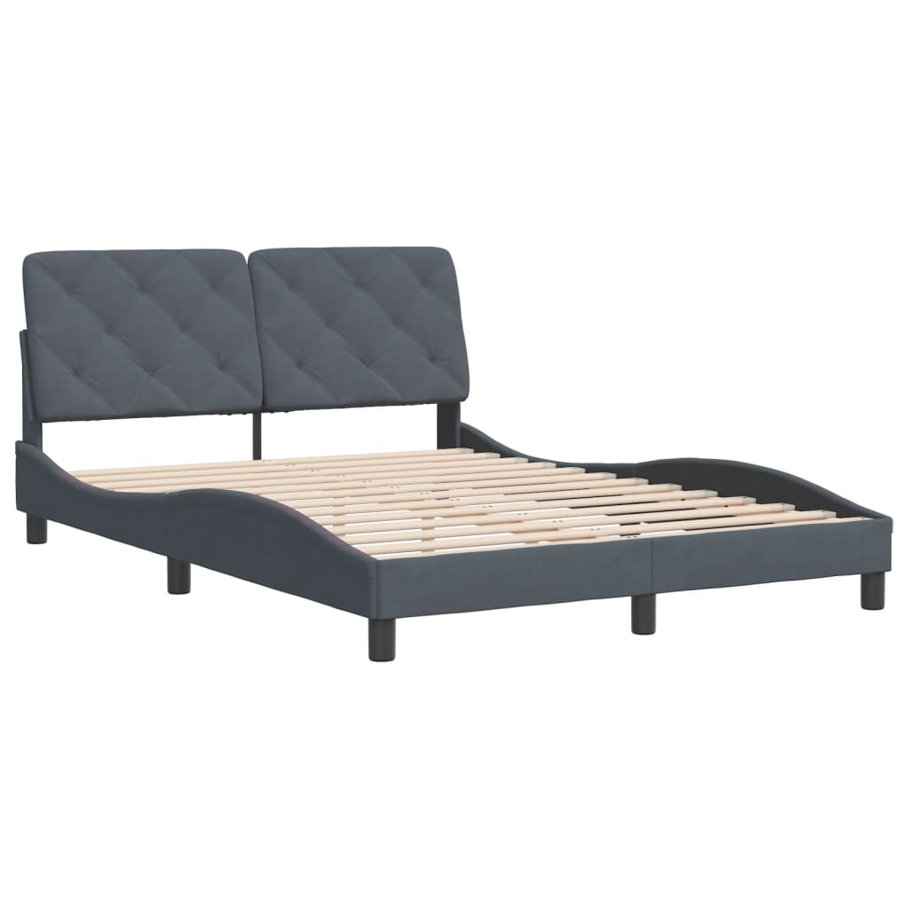 Cadre de lit sans matelas gris foncé 140 x 200 cm velours - 3