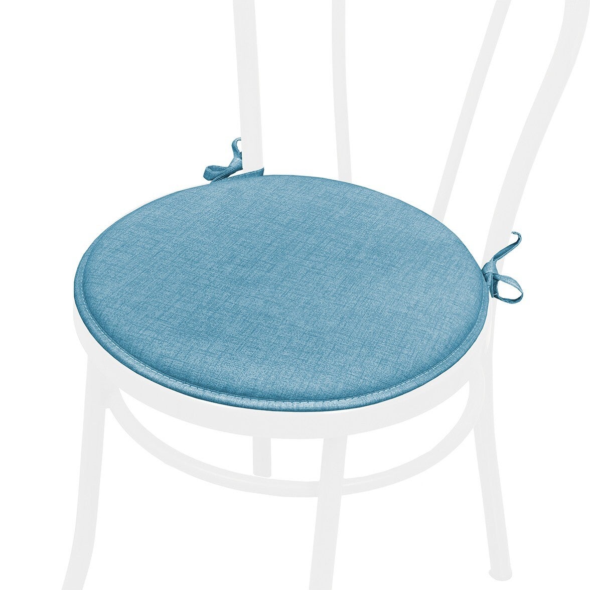 Lot De 4 Coussins De Chaise Rond Coton Lavable Doux Housse De Chaise Couleur Unie Pastel Bleu - 2