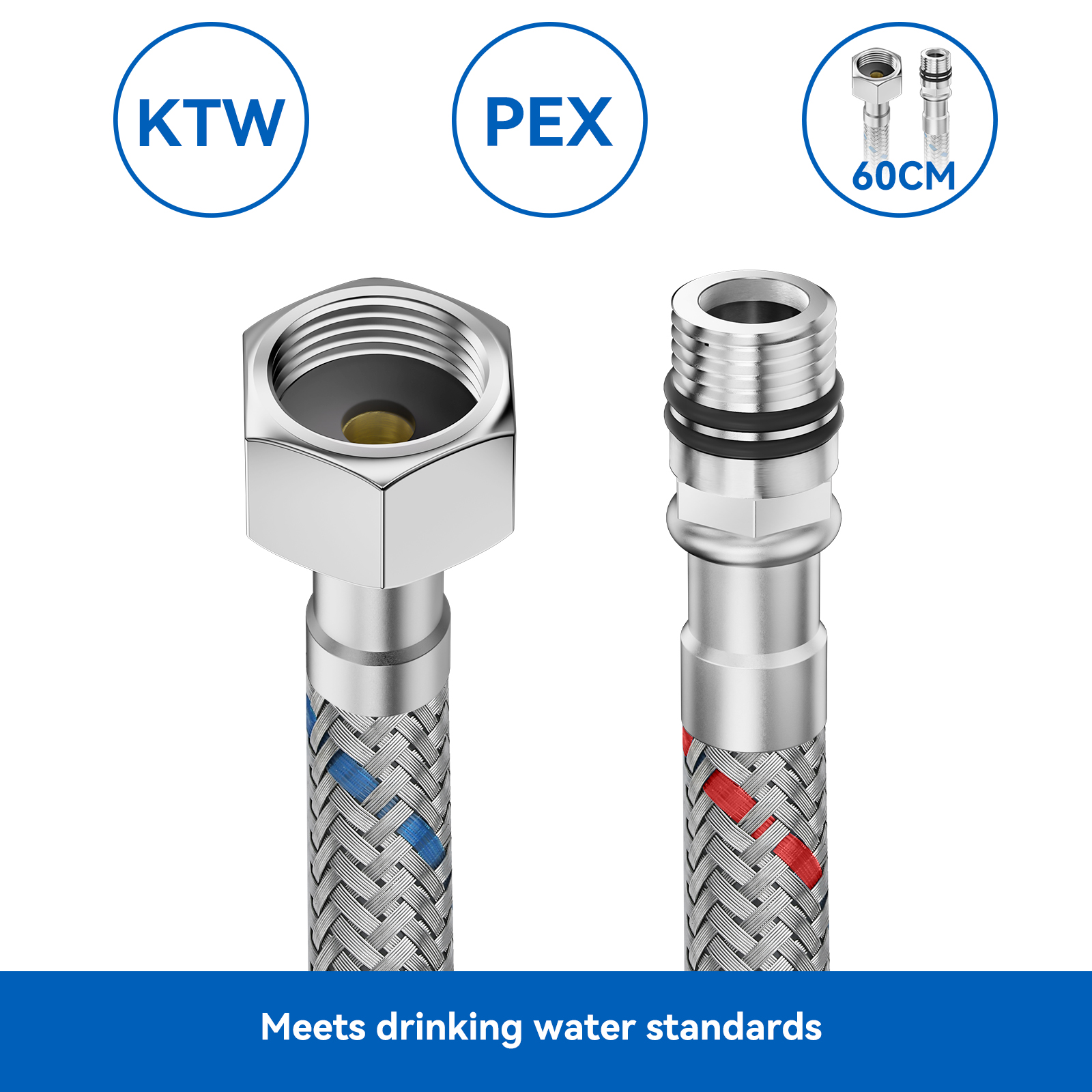 Robinet Lavabo Rotation à 360° Robinet Salle Bain Laiton Blanc Mitigeur Lavabo Eau Froide/Chaude Robinetterie pour Salle Bain - 7