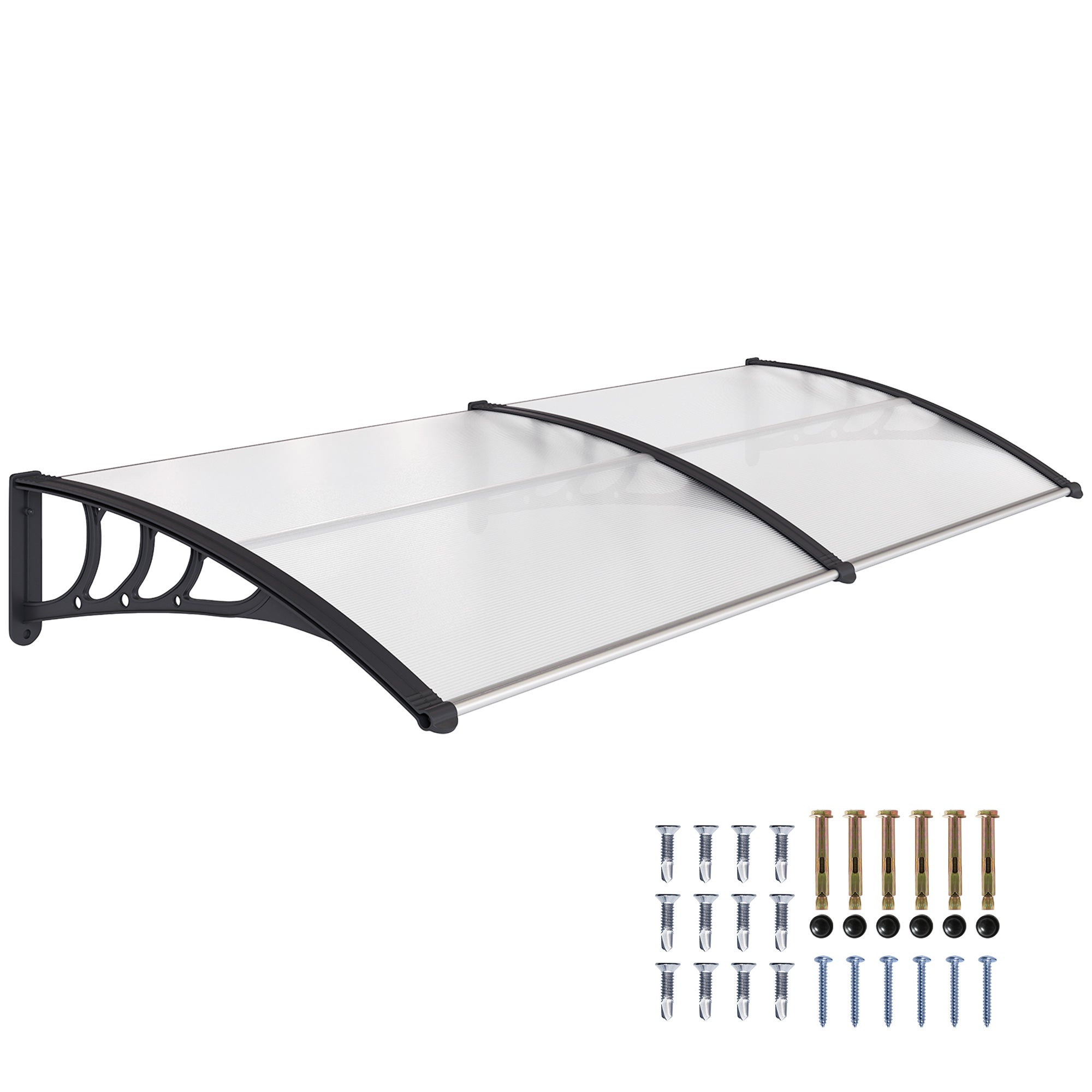 Marquesina puerta ventana 195x75cm policarbonato protección uv sol lluvia transparente