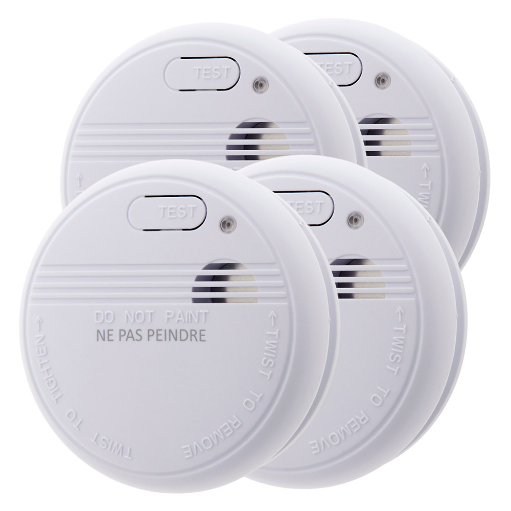 Lot de 4 détecteurs de fumée autonomie 3 ans pile + accessoires — free download