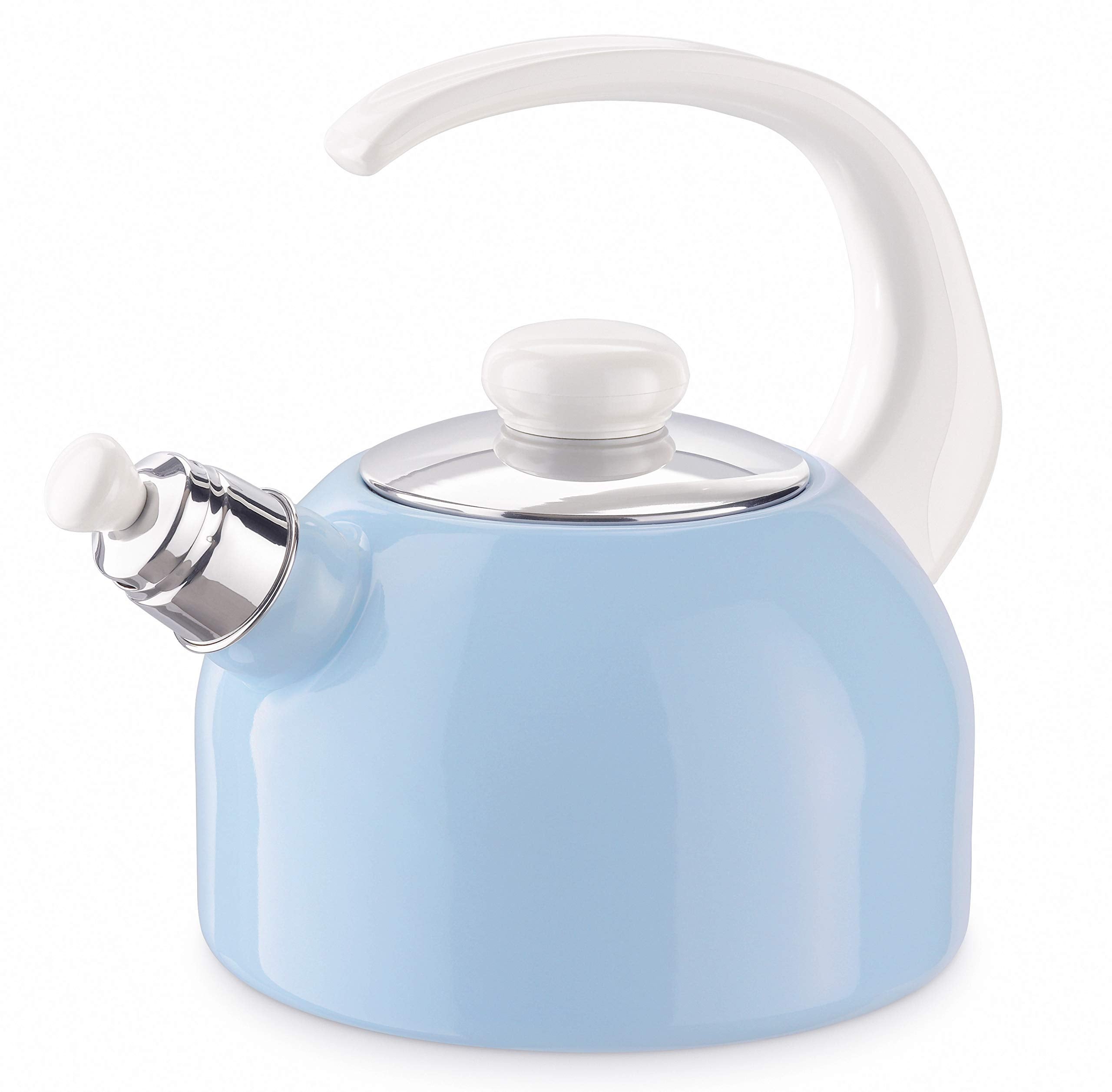 Riess, 0543-033 - Caldaia a fischio Plus, colore bianco, capacità 2 litri, diametro 18,4 cm, 3 strati smaltati, bianco, bollitore ad induzione