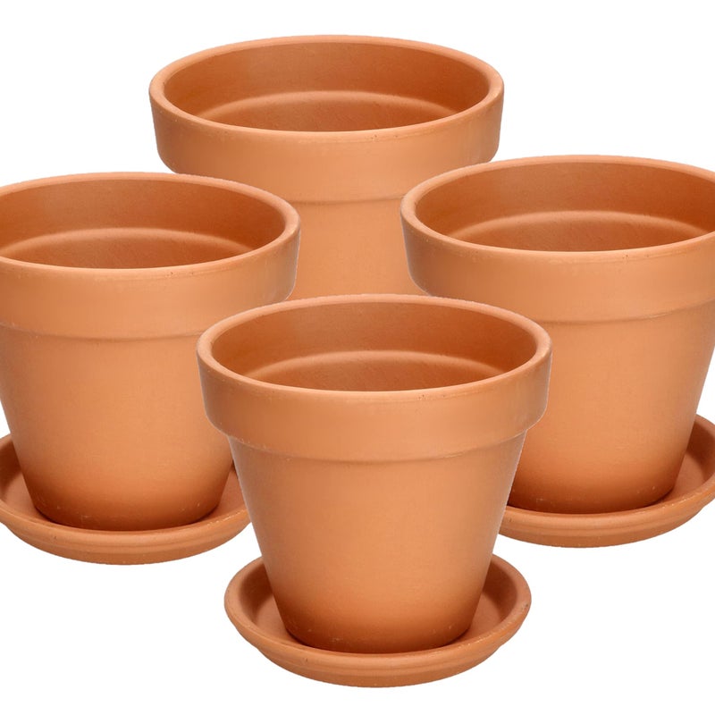 4x doniczka glina ceramika terakota podstawka fi11 - KOTARBAU