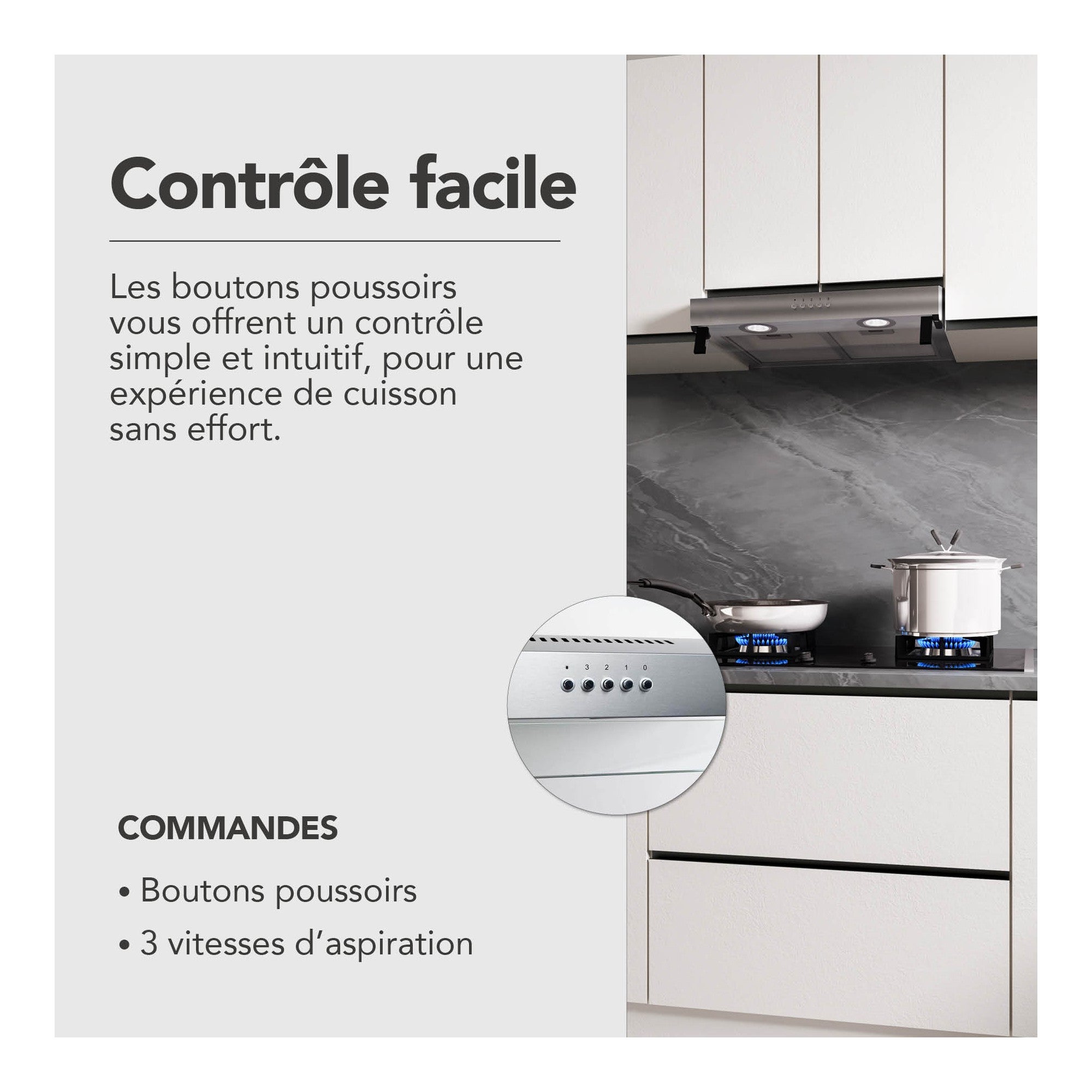 BELDEKO Hotte Casquette 60 cm Inox 210 m3/h 100W - Marque Française - 4