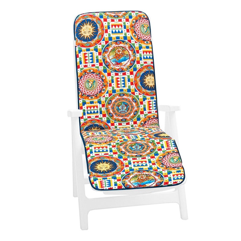 Poduszka Na Leżak 100% Wyprodukowano We Włoszech Miękki Pokrowiec Na Fotel Mozaika Sycylijska