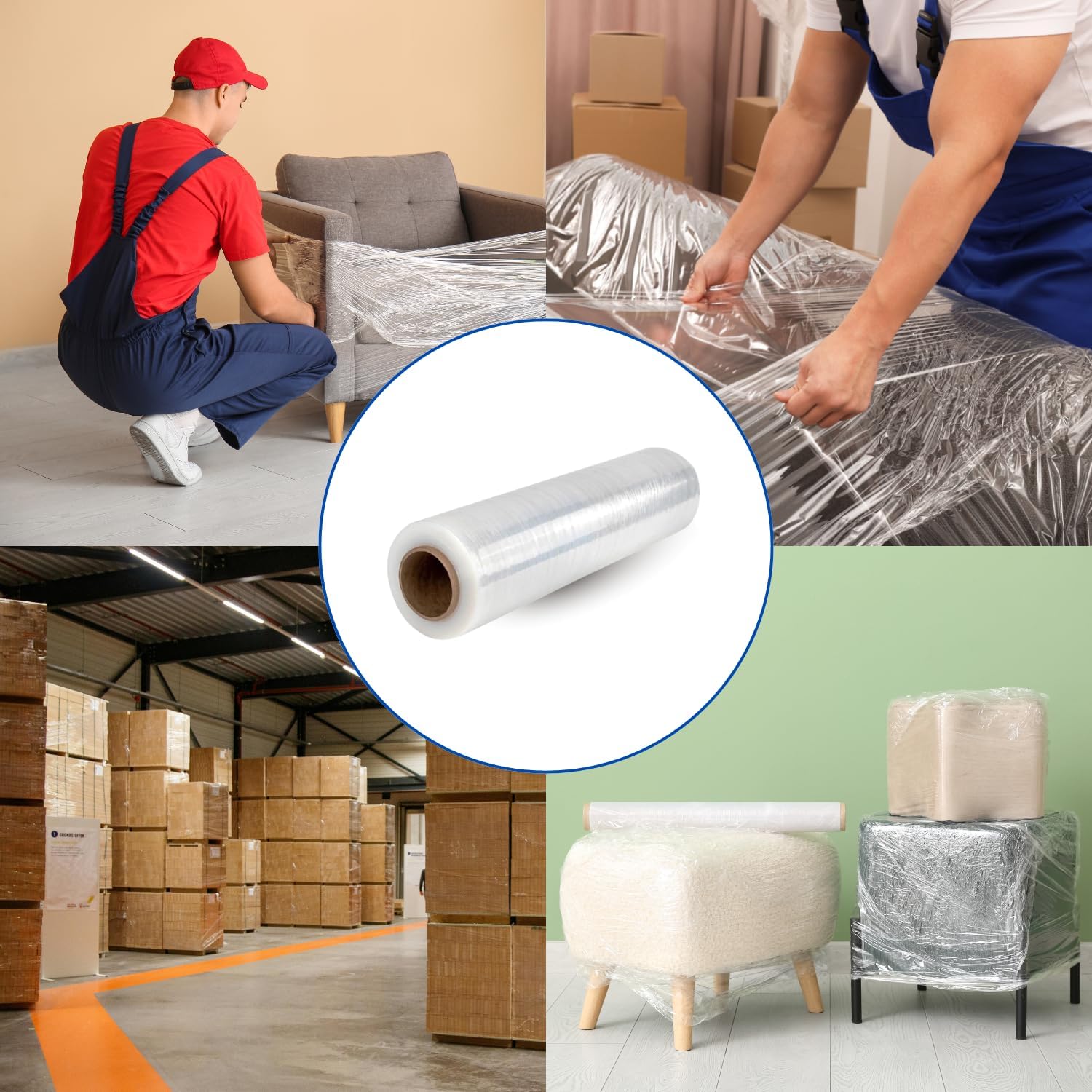 EVOTRADE 1 Rouleau de Film Étirable Transparent pour Emballage 50 cm x 200 m, Film en PVC pour Emballage, Palettes et Déménagements - 6