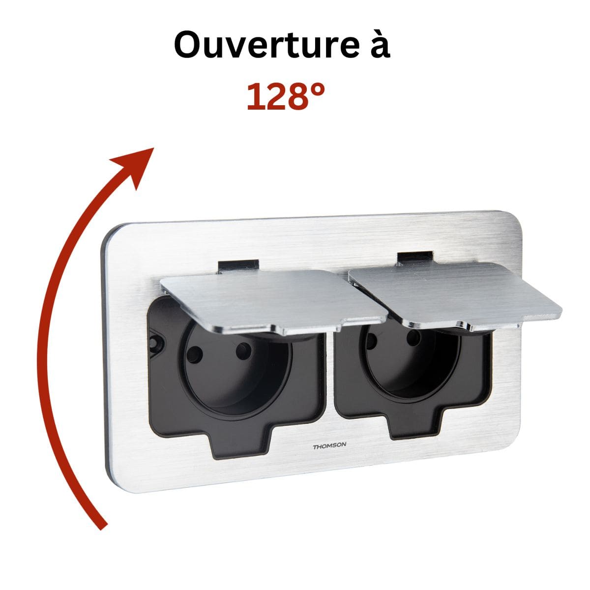 Double prise de sol étanche Initiale 16A 2P+T IP55 - Métal brossé - Protec - 4