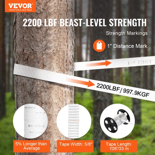 VEVOR Nastro Di Trazione In Poliestere - 5/8 X 108 Piedi, Capacità 2200 Lbf, Per Cablaggi E Fai Da Te - Foto 2
