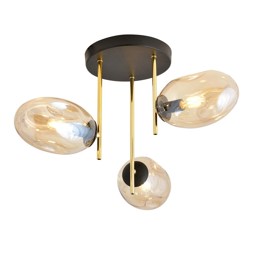 Lampa wisząca Argo czarno-złota-miodowy 3xE14x40W wym: 33 x 38 x 38 cm metal Emibig