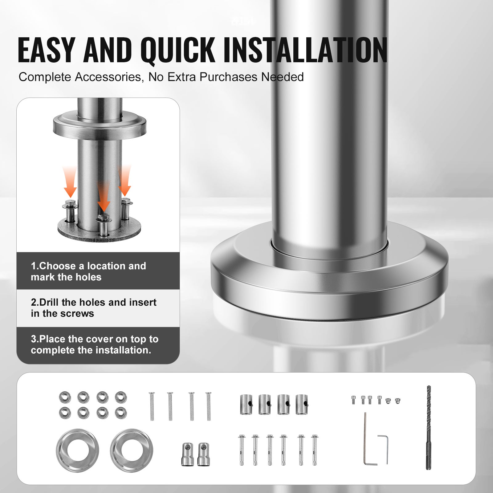 Rampe d'escalier extérieure,VEVOR 70,9