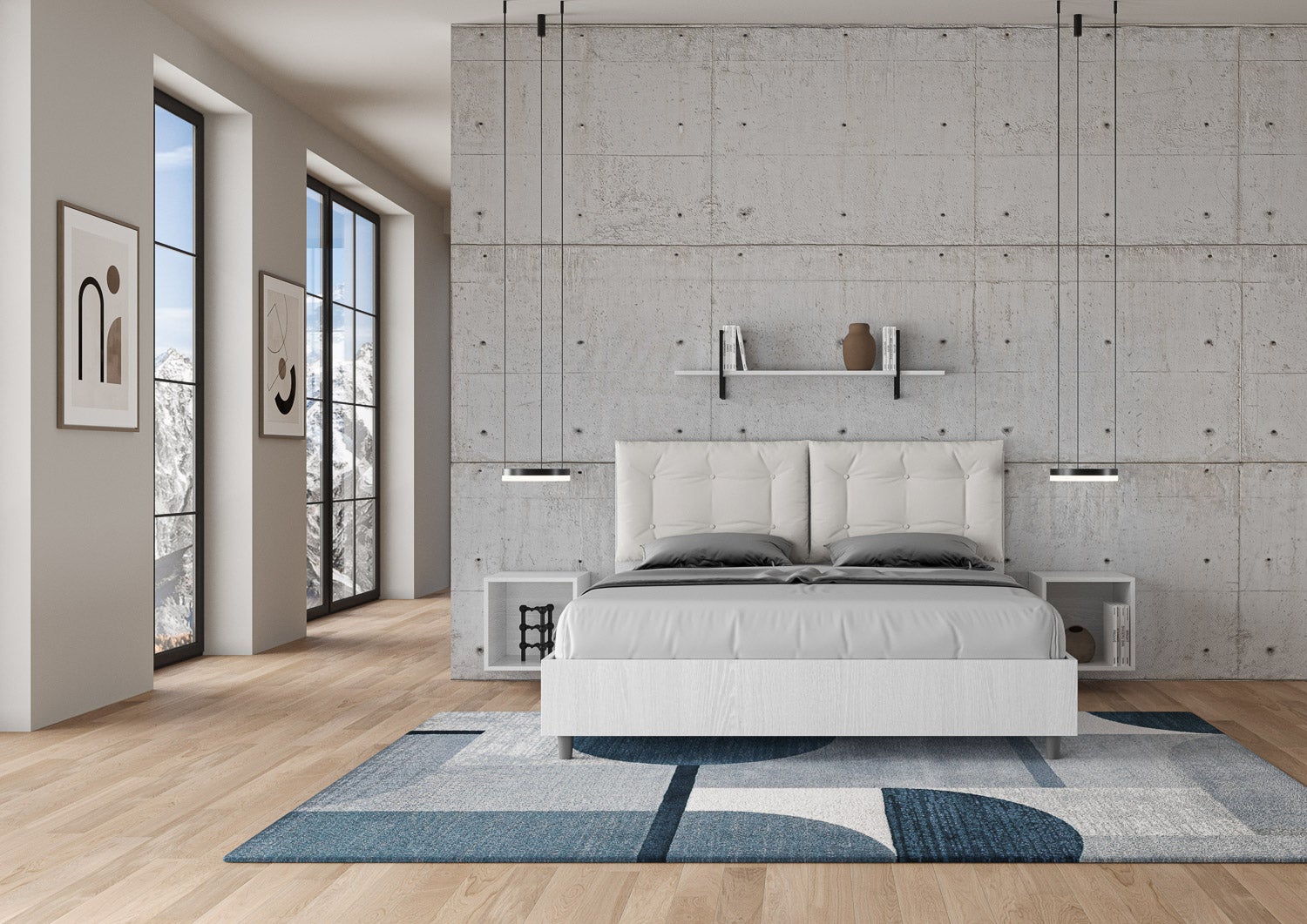 Letto matrimoniale contenitore doppia alzata 160x200 bianco