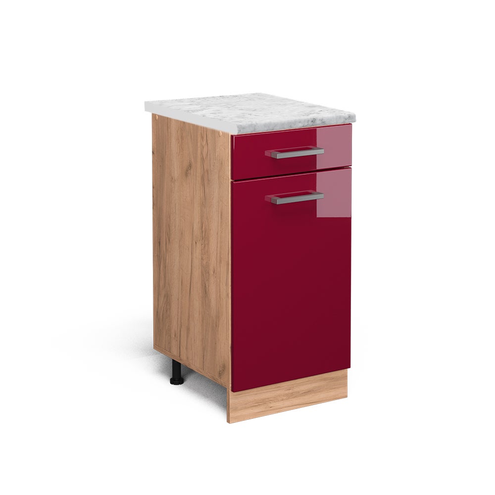 Vicco Szafka dolna do kuchni R-Line, Czerwony połysk, 40 cm BR Marmur