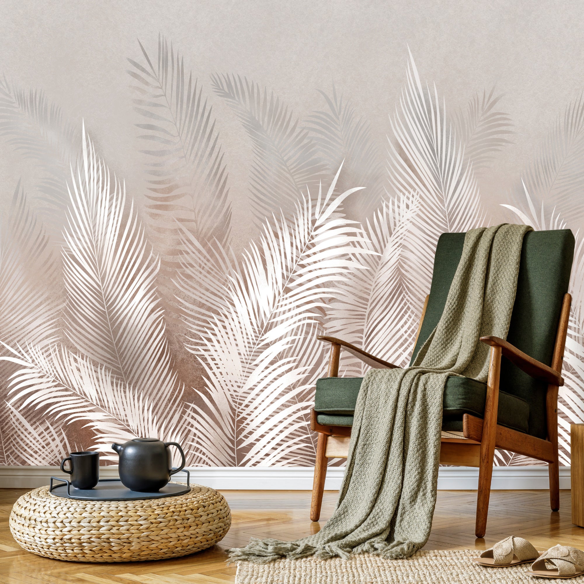 Papel Pintado Vlieseline Foto Para Habitación Beige Hojas de Palmera 400cm x 280cm - 5