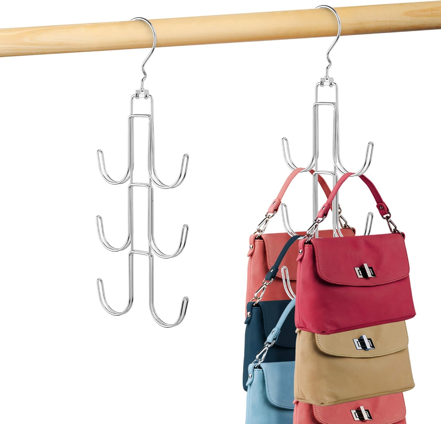 Lot De 2 Cintres Pour Pantalons - Organisateur à 7 Barres En Acier Inoxydable, Gain De Place Dans L'armoire (env. 48,5x36cm)