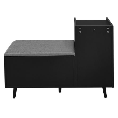 Meuble à chaussures noir avec 3 portes de rangement avec poignées asymétriques en métal - 7