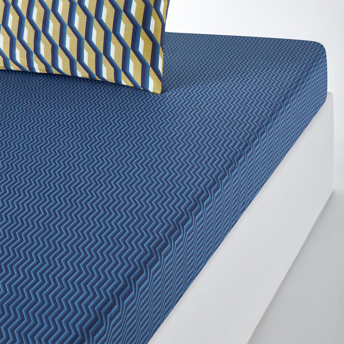 Drap housse Percale De Coton Milano Imprim Bleu 160 X 200 Cm drap-housse-percale-de-coton-milano-imprim-bleu-160-x-200-cm