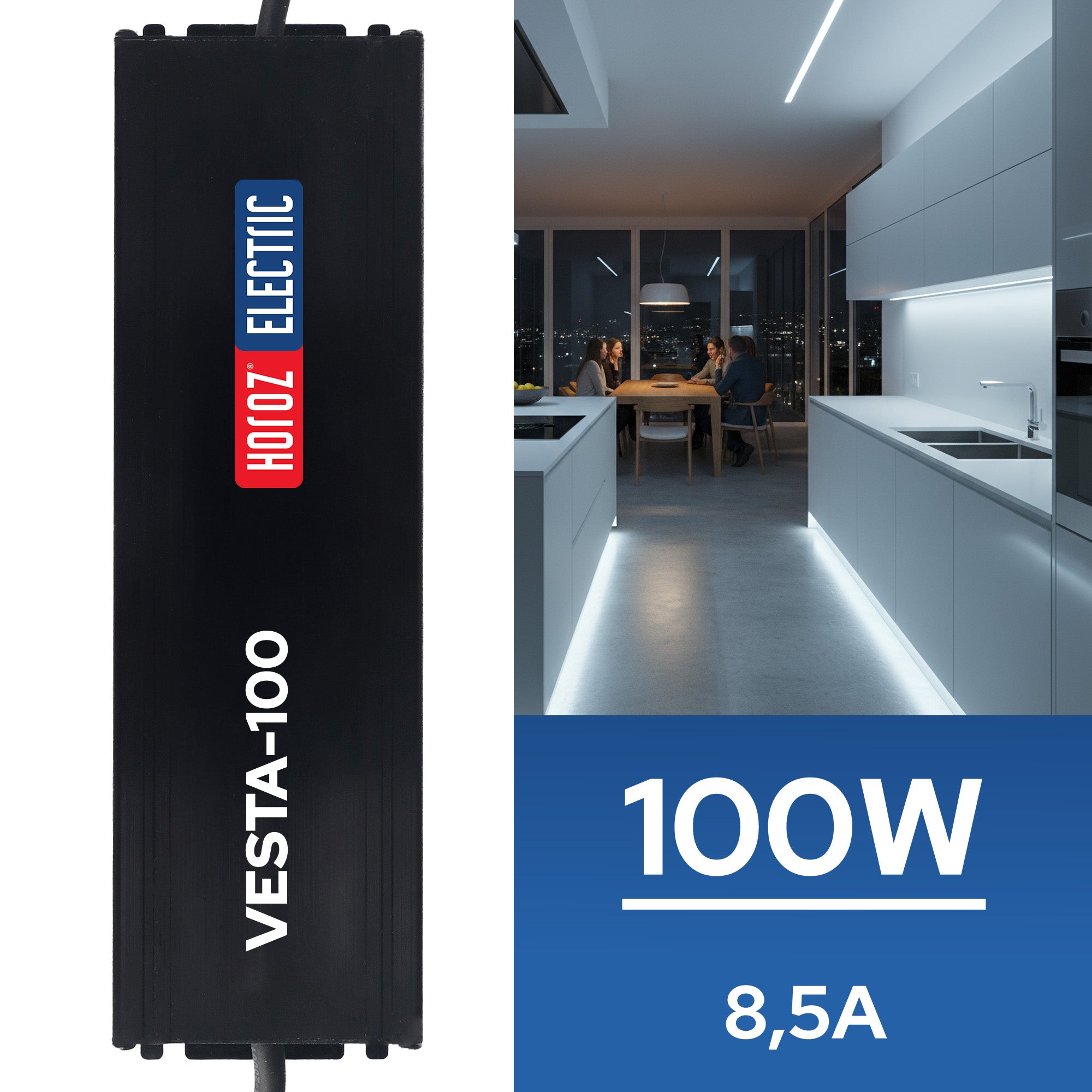 Zasilacz LED hermetyczny SLIM wodoodporny IP67 12V 8,5A 100W VESTA-100 HOROZ