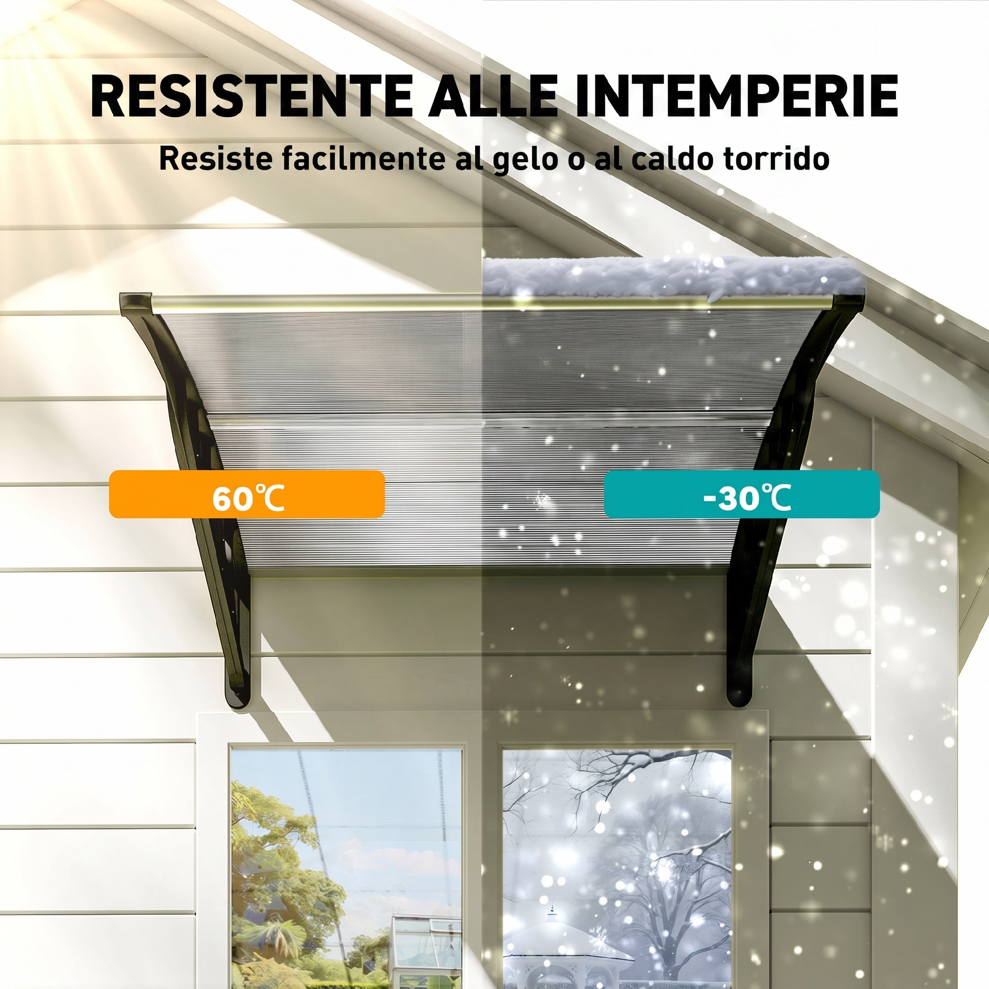 Marquise Exterior Outsunny Policarbonato, Alumínio Transparente 103x96,5x27 cm - 6