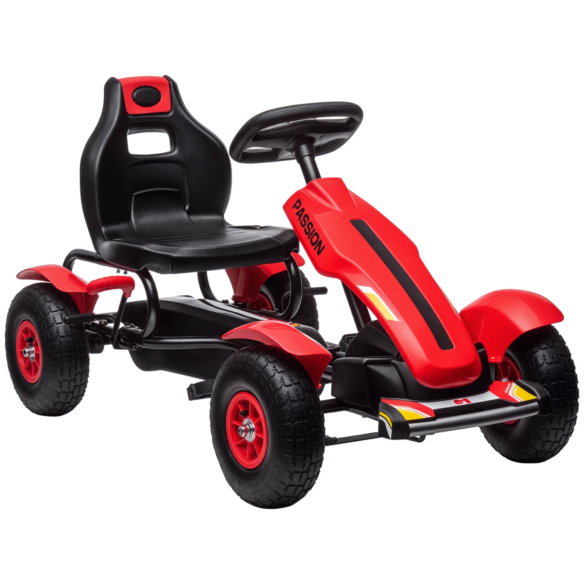 DREAMADE Kart à Pédales Enfant – Siège Réglable 2 Positions, 4 Roues, Charge 30 Kg – Dès 3 Ans, Rouge