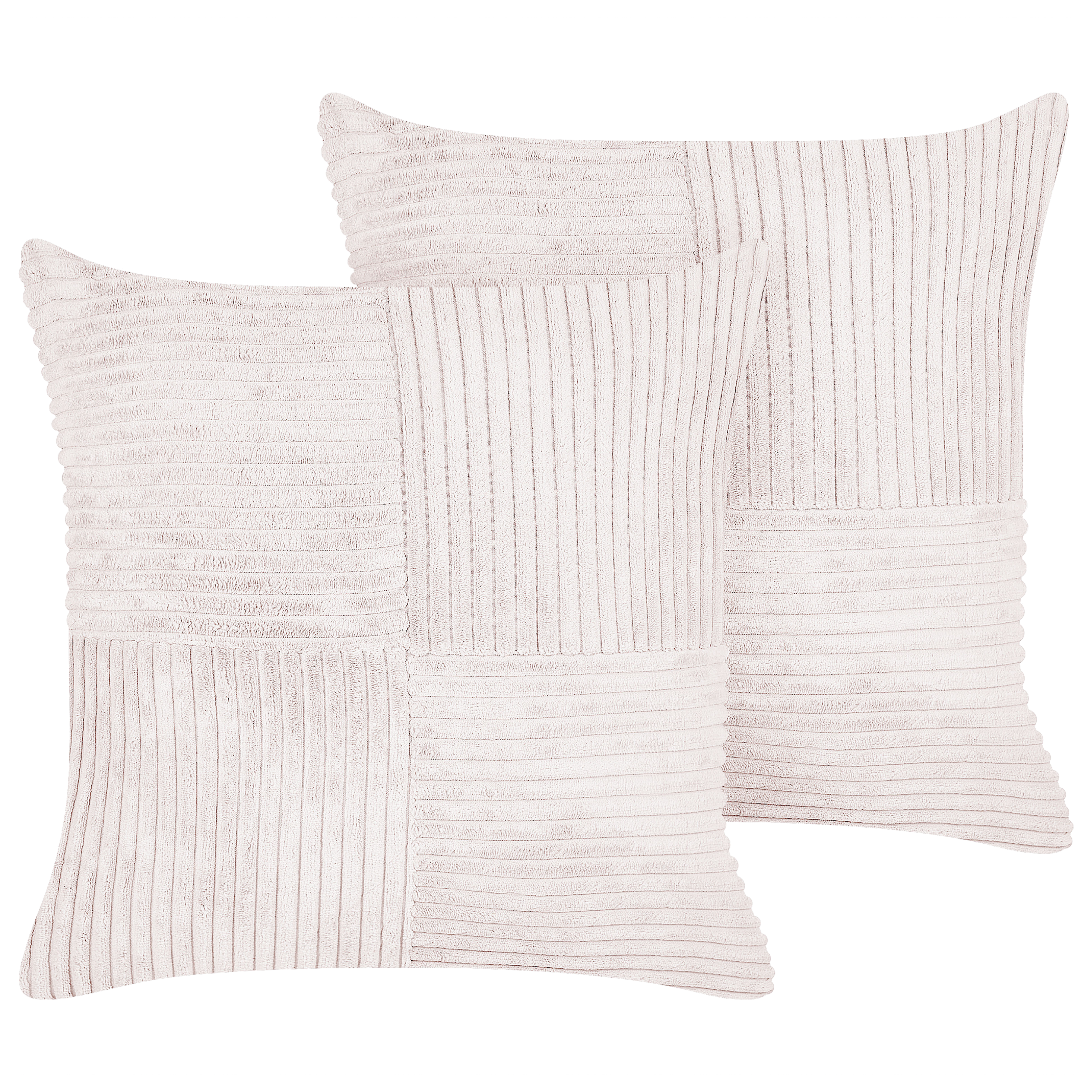 Beliani conjunto de 2 cojines millet pana 43 x 43 cm liso blanco crema