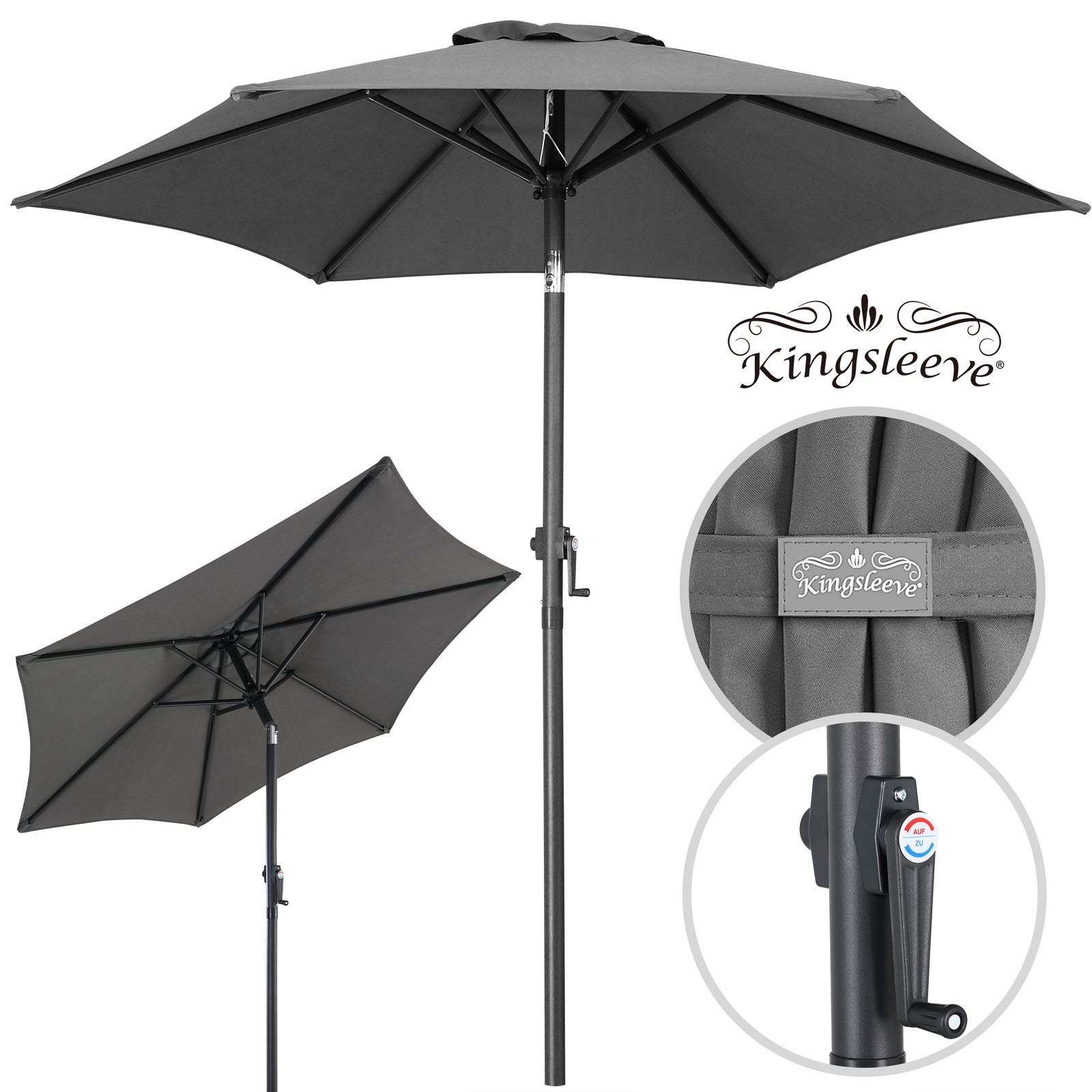KINGSLEEVE Parasol inclinable Ø200cm Anthracite - 3
