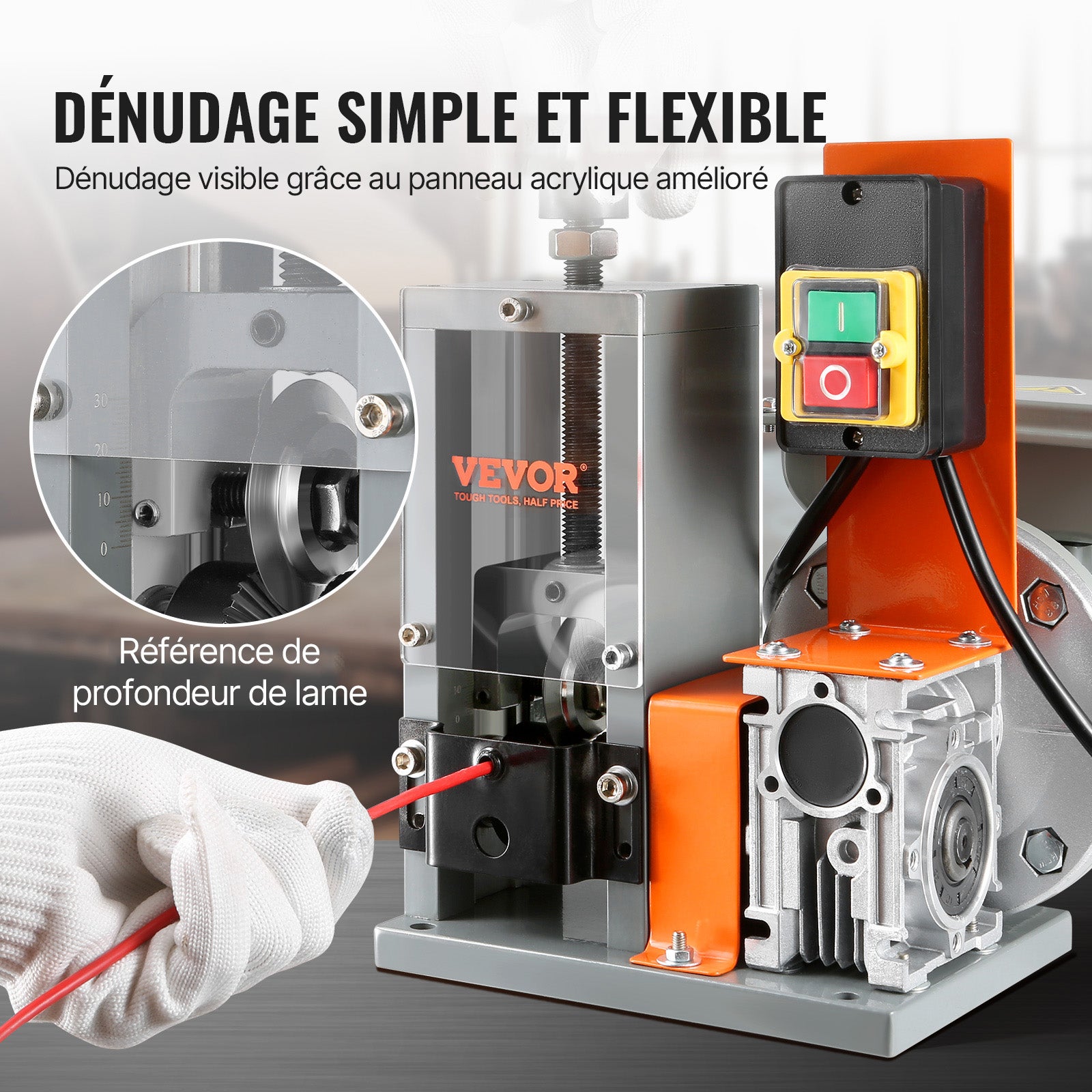 Machine à Dénuder Électrique VEVOR 1,5-25 mm 180 W Automatique Cuivre Aluminium 18 m/min Outil Dépouillage Câble Recyclage Métaux - 3