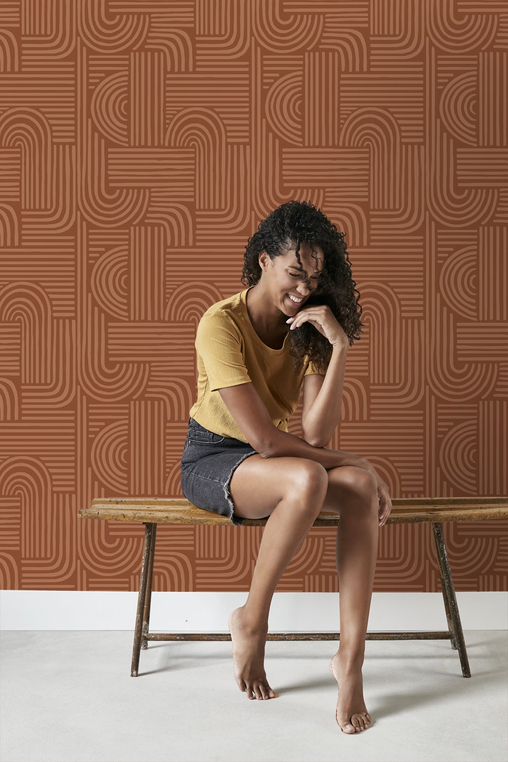 Papier peint graphique 3D terracotta - 53 cm x 10.05 m - ESTAhome - 5