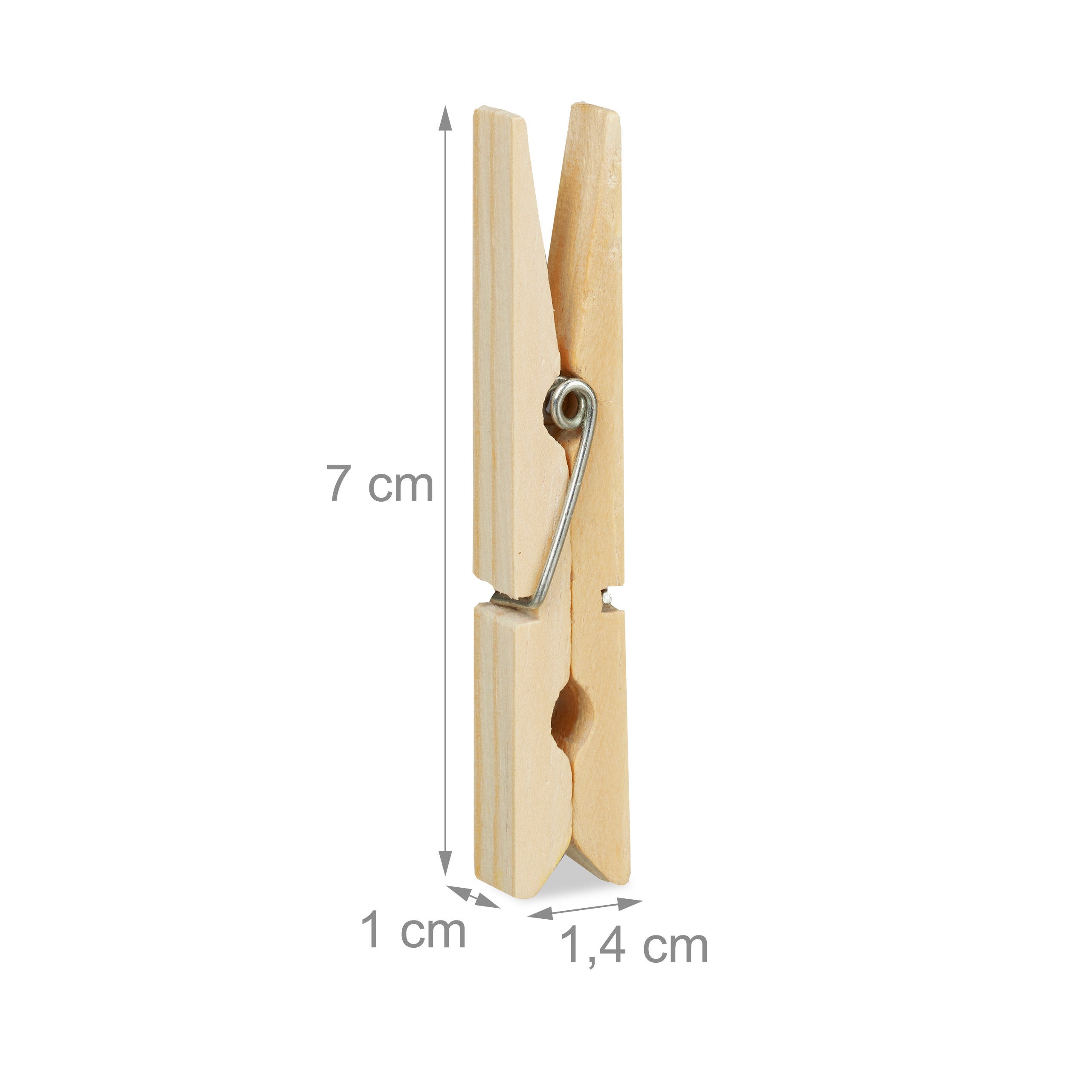 Pinces à linge en bois, lot de 100, épingle à lessive, bricolage, pincettes pour séchage, ressort en métal, Relaxdays - 4