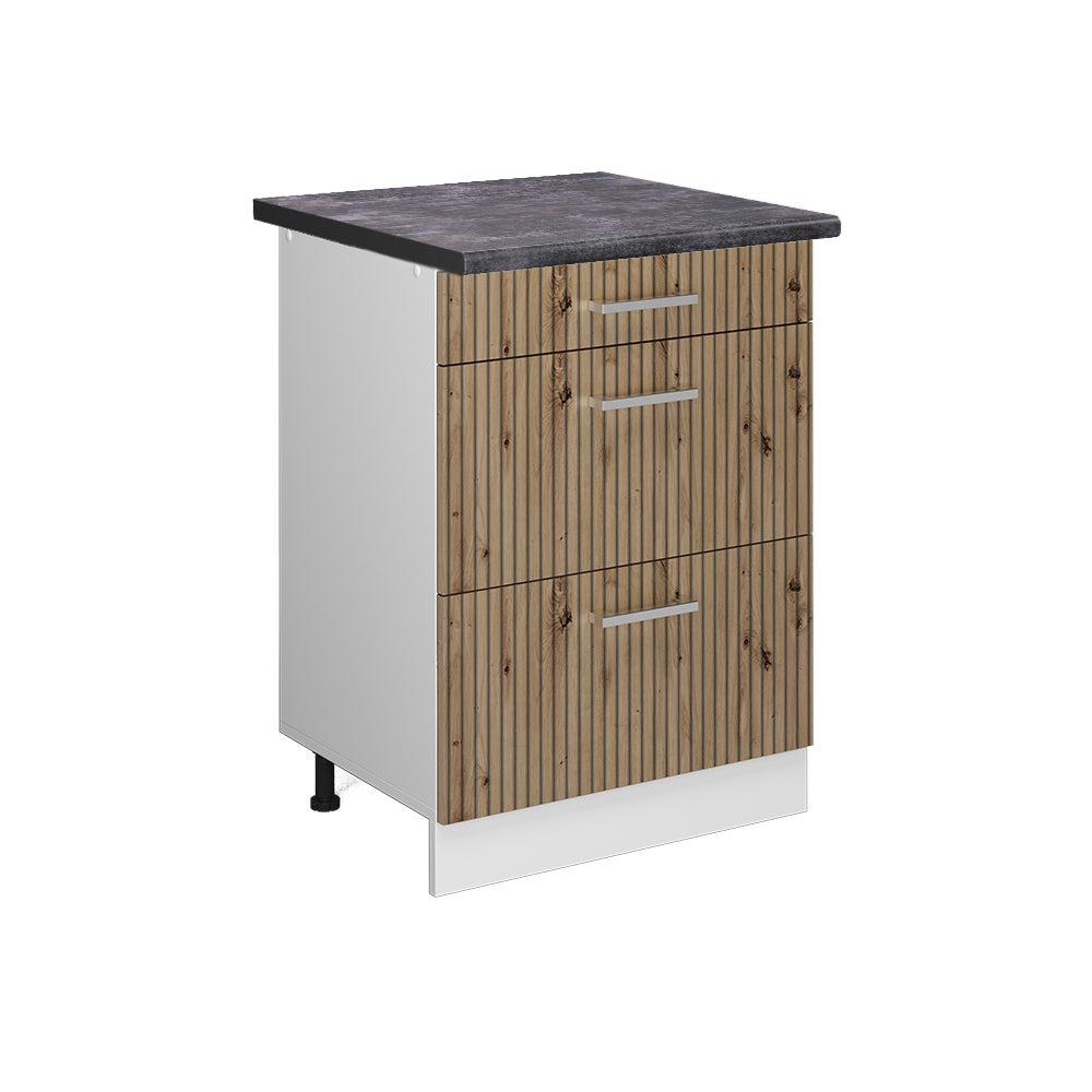 Vicco Szafka dolna do kuchni R-Line, Dąb rzemieślniczy, 60 cm z szufladami, BP Antracyt