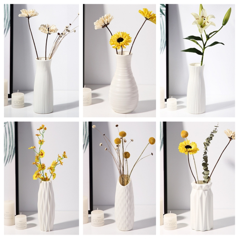 3 Vasi Geometrici In Plastica Per Fiori - Design Minimalista Per Decorazioni Casa E Ufficio