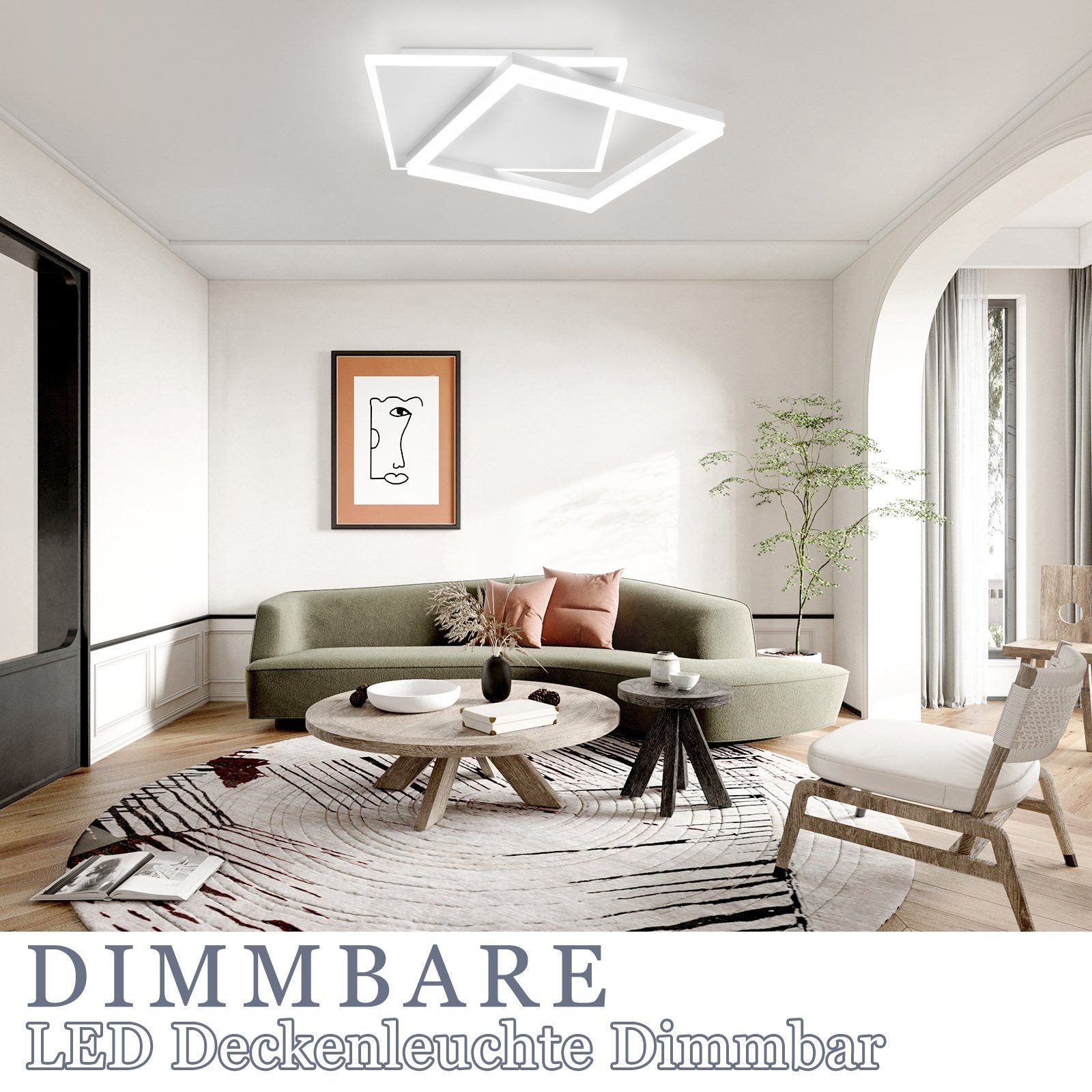NETTLIFE Plafoniera LED Soggiorno Camera da letto Lampada dimmerabile con telecomando 42W Design moderno quadrato Acrilico bianco per cucina - 3