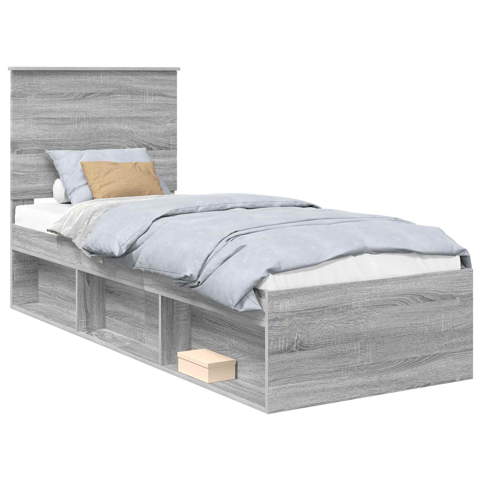 Cadre de lit gris 75 x 190 cm en bois de pin massif - 2