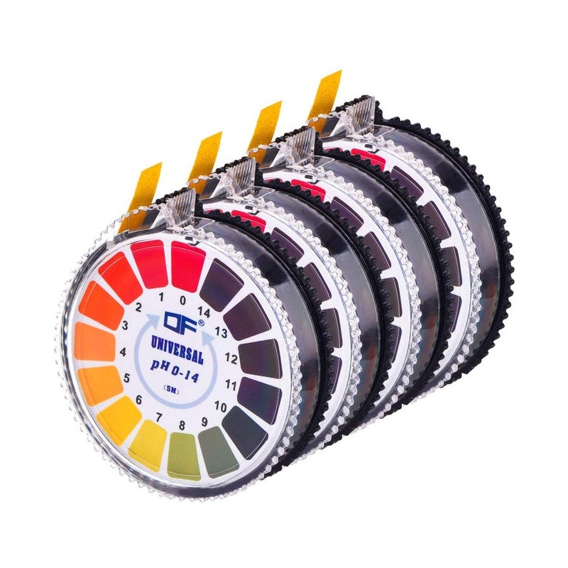 4-częściowa rolka papieru do pomiaru pH, paski do pomiaru pH od 1 do 14, 5 metrów na rolkę, odpowiednie do monitorowania pH śliny, moczu i żywności