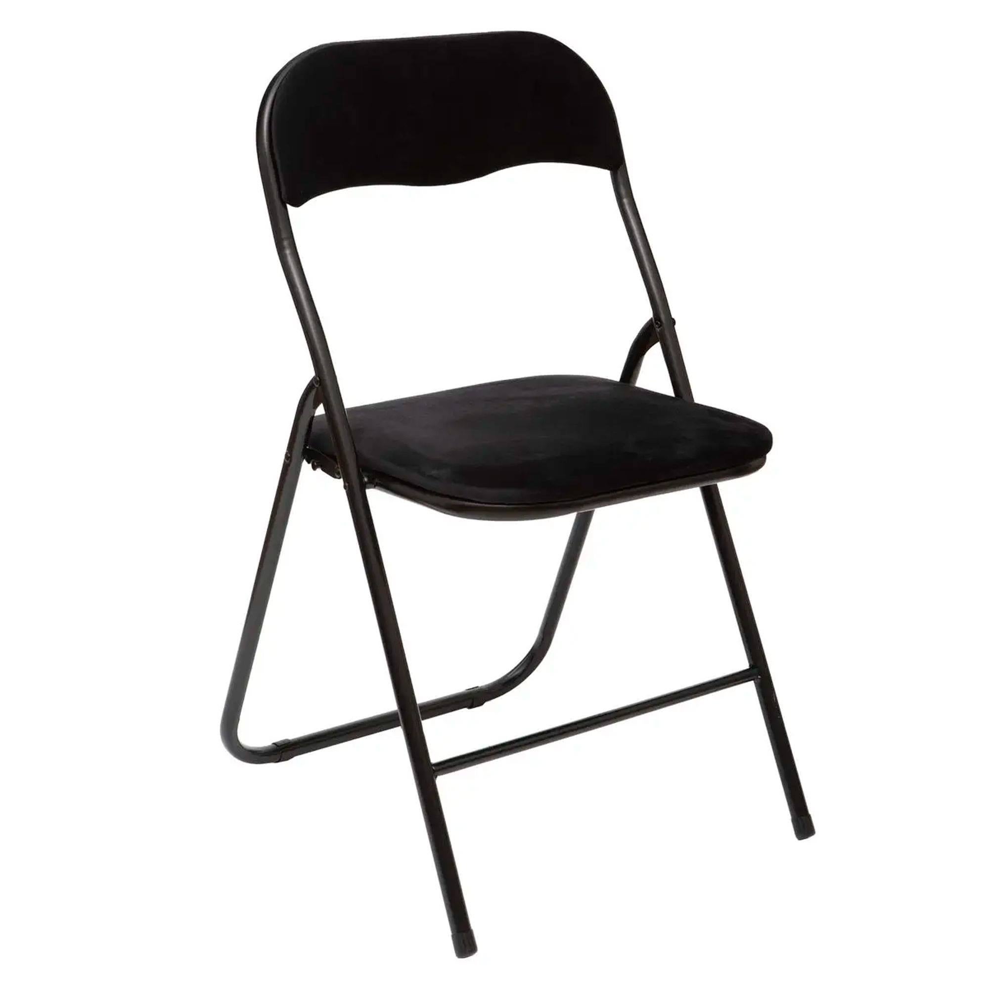 Well Home Set de 4 sillas 39x39x43cm Plegables de Terciopelo negro - 3