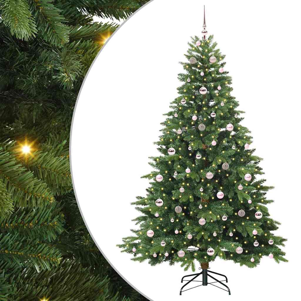Sztuczna choinka z 300 diodami LED Zielony 210 cm PE i PVC
