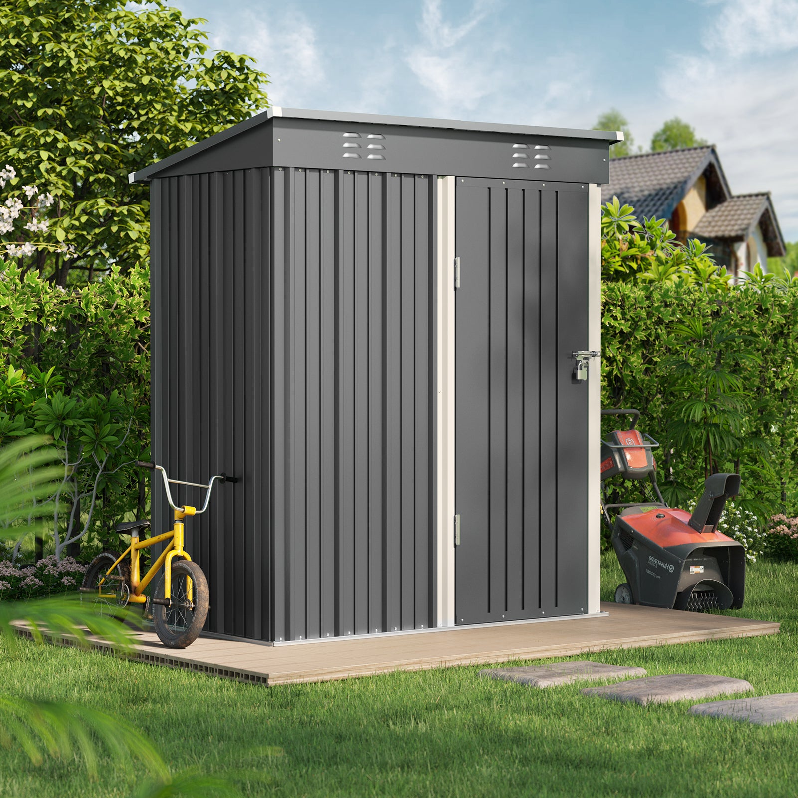 Abre-teto de jardim metálico Bealife 162 x 95 x 182 cm, cinza, construção estável para o jardim - 2