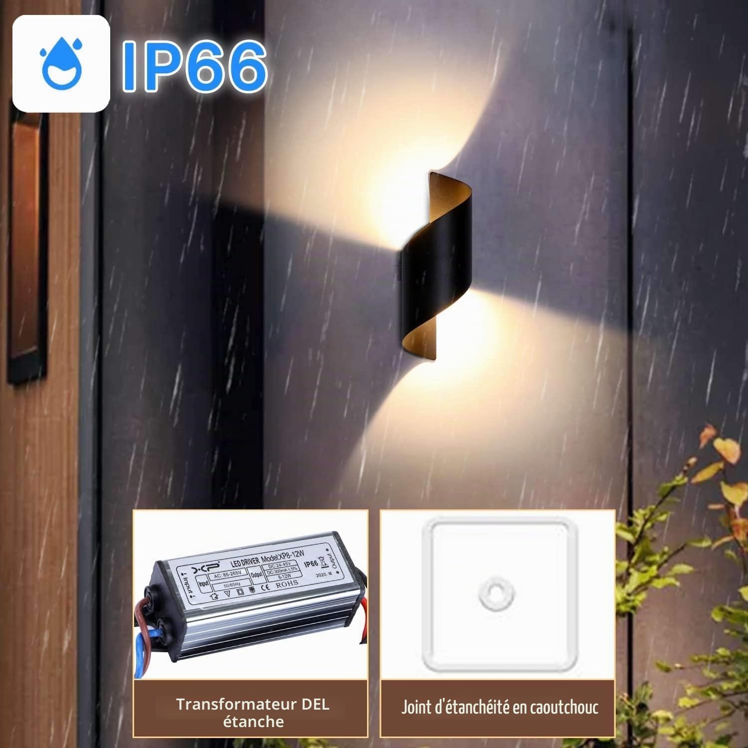 Lampada da Parete Esterno Interno IP66 LED Nero 3000K | Leroy Merlin