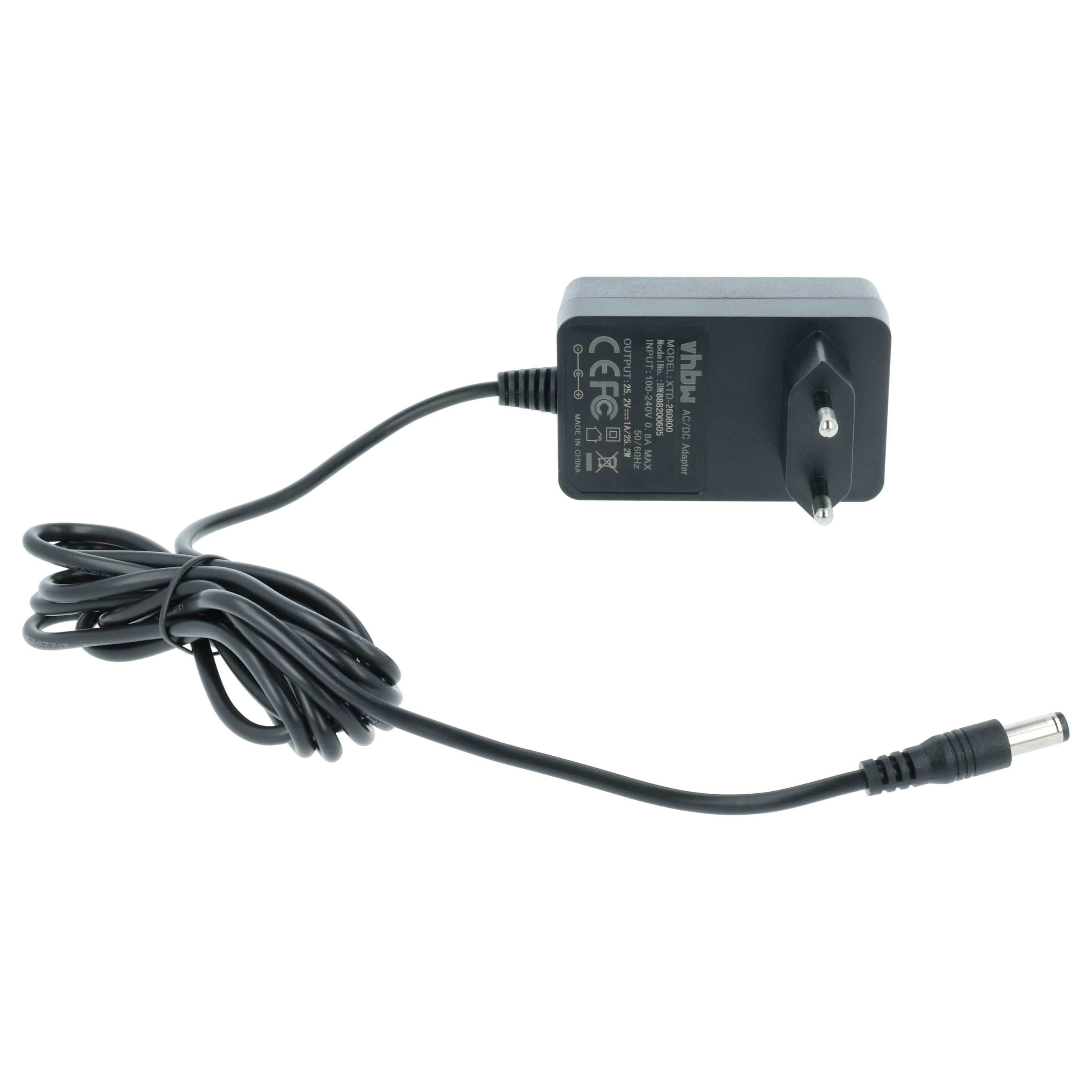 vhbw Adaptateur secteur pour appareils avec batteries blocs Li-ion 21.6 V- 22.2 V - Alimentation AC/DC avec connecteur rond 2,5 x 5,5 mm, 120 cm - 4